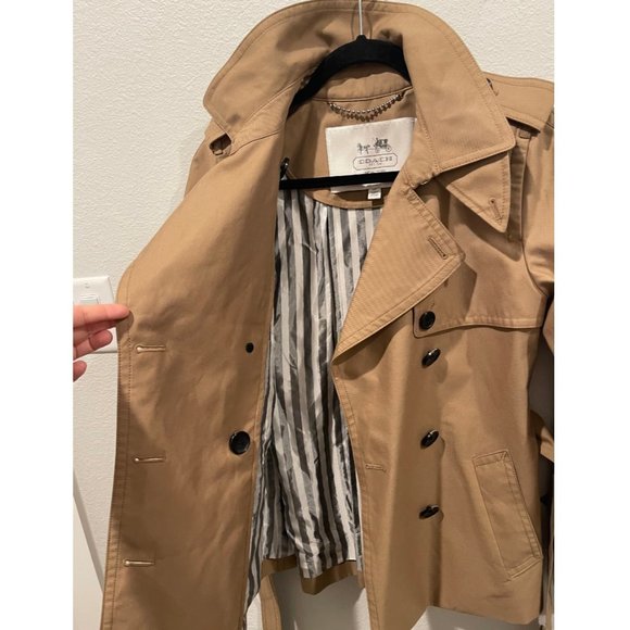 COACH Short Trench Tan Coat - Picture 9 of 11